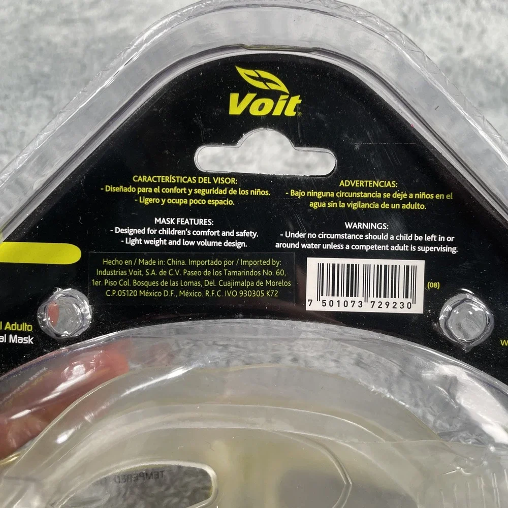 Voit Tempered Glass Lens Diving Goggles Scuba Swim Mask Yellow NEW SEALED
